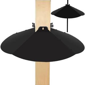 lot 757 image: Pirateant 24 Inch Metal Squirrel Baffle,Adjustable Opening Size, for Up to 4x4 Wide Wooden Post,Squirrel Baffle for Bird Feeders Without Removing Bird Feeder Poles Or Shepherds Hooks.Deep Black 1Pack - Retail $35