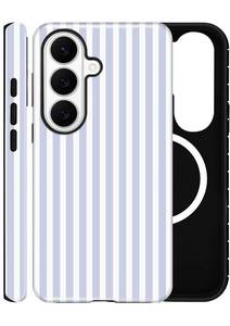 lot 764 image: ZOEVEES Magnetic Case for Samsung Galaxy S26 Plus, Compatible with MagSafe, Aesthetic Striped Cute Design for Women, Hybrid 2-Layer Hard Shell Phone Cover, Blue and White - Retail $16