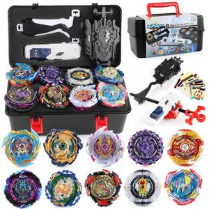lot 768 image: Battling Top Set, Burst Gyro Toys 10 Spinning Tops 2 Launchers Combat Battling Game with Portable Storage Box Gift for Kids Children Boys - Retail $40