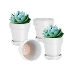 lot 793 image: vensovo 6 Inch White Terracotta & Clay Pots for Plant with Saucer - 4 Pack Medium Terra Cotta Planter with Drainage Hole, Flowerpot for Indoor Outdoor Plants, Crafts, Wedding Favor - Retail $29
