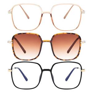 lot 814 image: PEYEOISD 3-Pack Large Square Blue Light Blocking Reading Glasses Includes UV400 Reading Sunglasses - Anti-Eyestrain Sun Readers - Retail $19