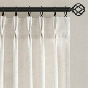 lot 818 image: Nanspring Linen Pinch Pleated Curtains 96 Inch for Living Room Bedroom Ceiling to Floor Semi Sheer Natural Cream Light Filtering Back Tab 8ft Drapes 2 Panels Ivory Beige Boho Farmhouse Decor - Retail $25