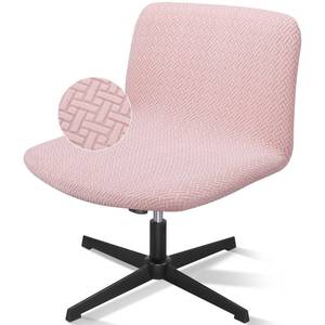 lot 819 image: Treaful Criss Cross Chair Cover, Armless Pink Vanity Slipper Swivel Office Computer Task Desk Chair Cover, Cross Legged Slipcover Mid Back Wide Seat Chairs Cover for Bedroom��Only Covers, No Chairs�� - Retail $17