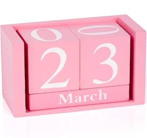 lot 826 image: Notakia Pink Decor Wooden Desk Blocks Calendar Perpetual Block Cute Office Pink Desk Accessories Preppy Room Decor for Women - Retail $10