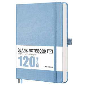 lot 847 image: AHGXG Blank Journal Notebook, 160 Pages, A5 Medium Size (5.7 x 8.3) - Retail $9