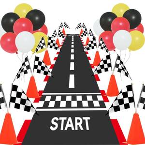 lot 857 image: Patimate Race Car Birthday Party Decorations Supplies 70 pcs - Retail $19