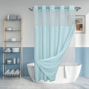 lot 858 image: River Dream No Hook Shower Curtain with Snap-in Liner Set, Blue, 71x74 - Retail $27