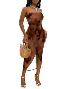lot 882 image: Umenlele Womens Tube Strapless Dress Caramel X-Large - Retail $40