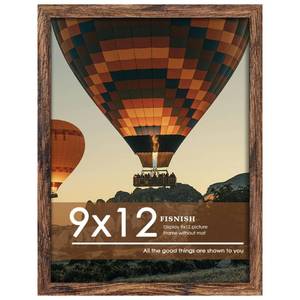lot 898 image: Fisnish 9x12 Picture Frame Brown, Classic Poster Frame for Wall Mounting - Retail $10