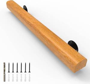 lot 3610 image: 2ft Wood Stair Handrails Wall-Mount, Non-Slip Handrail