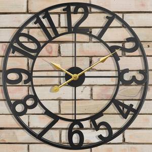 lot 3615 image: Large Outdoor Clock - Silent Battery-Operated, Black Metal