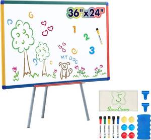 lot 3635 image: $60 Magnetic Whiteboard Easel for Classroom 36x24 in Stand