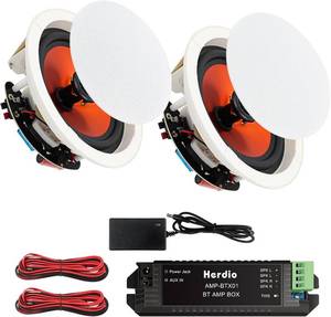 lot 3653 image: $85 Herdio 8-Inch Bluetooth Ceiling Speakers, 400W, 2-Way Flush Mount