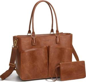 lot 3656 image: $70 Laptop Tote Bag, Leather Work Tote with Padded Laptop Compartment