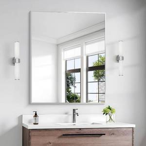 lot 3666 image: $86 BONEWEI Silver Bathroom Mirror, 30x36 in Wall Mirror, Rectangle