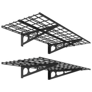 lot 3667 image: $110 FLEXIMOUNTS 2-Pack 2x4ft Garage Shelving, Black, Classic Series