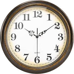 lot 3679 image: Yoiolclc Wall Clock Battery-Operated Silent 12in Bronze