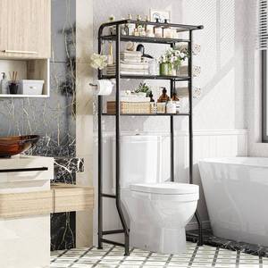 lot 3682 image: Simple Trending Over-Toilet Storage Cabinet, 3-Tier Metal Shelf