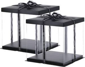 lot 3706 image: WHITE XININSUN 2Pcs Large Cake PET Clear Box 10x10x9 with Ribbon