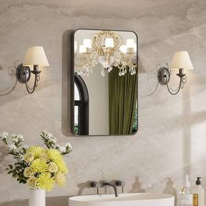 lot 3710 image: $60 16x24 Bathroom Mirror for Over Sink, Matte Black Rectangle Vanity