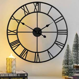 lot 3713 image: CLXEAST Silent 24-Inch Wall Clock, Metal Roman Numeral