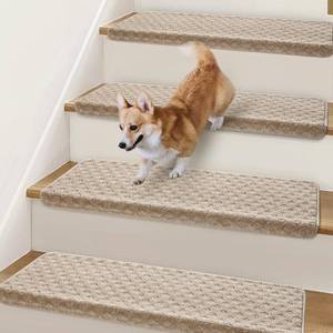 lot 3714 image: $129 Bullnose Carpet Stair Treads for Wooden Steps Indoor 9.5 x 32