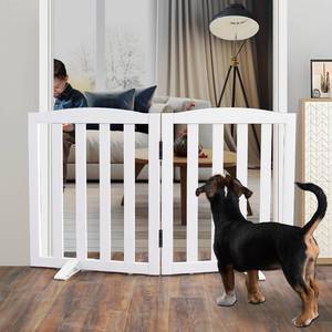lot 3725 image: $54 ZJSF Foldable Freestanding Indoor Dog Gate White 24 H 2 Panels