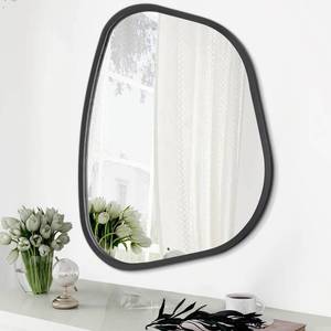 lot 3727 image: Black Asymmetrical Wall Mirror 20x16, Irregular Oval, Wood Frame