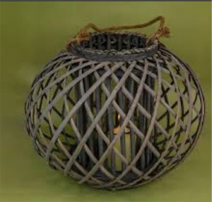 lot 3738 image: Barbara King 13 Round Wicker Lantern with Tiki Flame and Remote