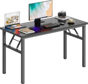 lot 3742 image: $117 DlandHome 47 Inch Folding Computer Desk, Fully Assembled, Black