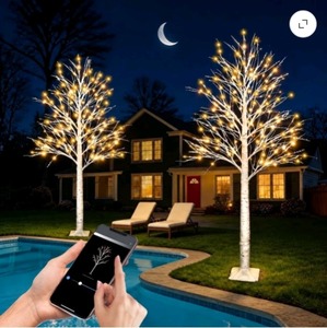 lot 3760 image: Birch Twig Tree 6FT 120 LEDs 2pk, see note.