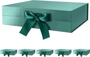 lot 3775 image: GREEN BEAN 6 Large Gift Boxes with Lids 13x9.7x3.4 Inches