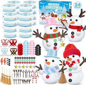 lot 3776 image: 24 Pack DIY Snowman Kit - Air-Dry Foam Clay Crafts for Kids