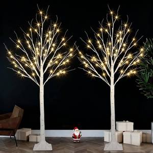 lot 3781 image: $70 2 Pack 4FT Lighted Birch Tree Lights, Warm White