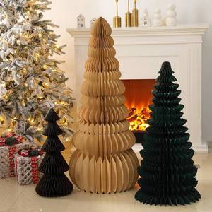 lot 3786 image: $90 3 Pcs Large Honeycomb Christmas Trees, 432 ft and 6 Tabletop Trees