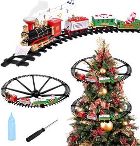 lot 3788 image: Christmas Train Set with Light & Sound, Hanging Tree Decor