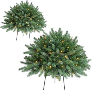 lot 3789 image: $55 HomeKaren Christmas Planter Filler Tree Outdoor Prelit 2 Pack 24in