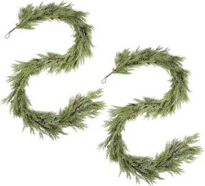 lot 3797 image: WBHome 2pcs Real Touch Cypress Cedar Garland, 6FT, (no pine cones)