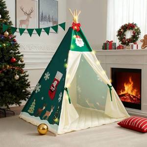lot 3812 image: $66 Teepee Tent for Kids with Padded Mat & Star Lights (47x47x60in)