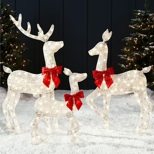 lot 3822 image: $143 Best Choice Products 3-Piece Lighted 2D Christmas Deer Set 175LED