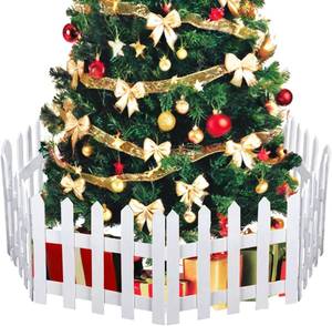 lot 3827 image: $50 16in Extra Tall Christmas Tree Fence Gate, 10pcs Picket Fence