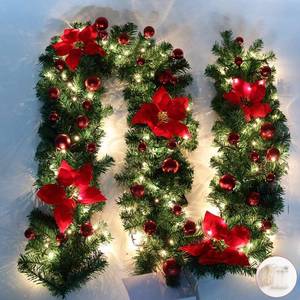 lot 3828 image: Christmas Illuminate Garland, 9 ft Rattan Flower Vine, Pre-Lit