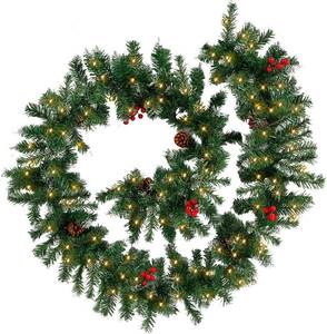 lot 3830 image: $169 Christmas Wreath & Garland 1PC, Artificial Rattan DIY Hanging