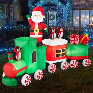lot 3835 image: $90 Best Choice Products 8.5x5ft Inflatable Train & Animated Santa