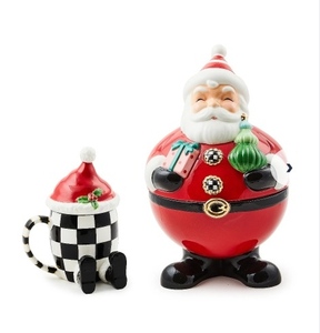 lot 3846 image: MacKenzie- Childs Granny Kitsch 13 Cookie Jar Lidded Mug Set