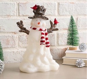 lot 3858 image: 11.5 Illuminated Melting Snowman with Cardinals by Valerie