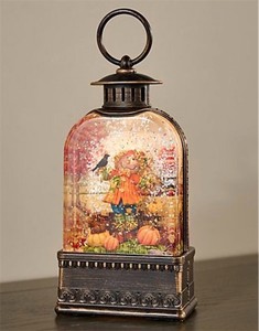 lot 3863 image: Illuminated Glitter Lantern with Scene by Valerie