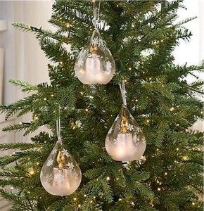 lot 3869 image: Valerie Parr Hill Set of 3 Lit Candles in Glass Drop Ornaments $67.00