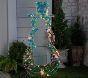 lot 3873 image: Bethlehem Lights 48 Fold Flat Iridescent Snowman