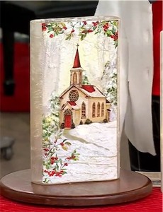 lot 3887 image: 12 Illuminated Slim Glass Accent with Scene by Valerie